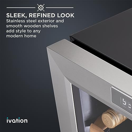 Ivation Premium Stainless Steel 8 Bottle Horizontal Thermoelectric Wine Cooler/Chiller Counter Top Red & White Wine Cellar w/Digital Temperature, Freestanding Refrigerator Quiet Operation Fridge on Fridge.com