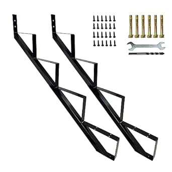 2 Packs Metal Stair Step Stringers, 4 Step Steel Riser Stringer for 34 ...