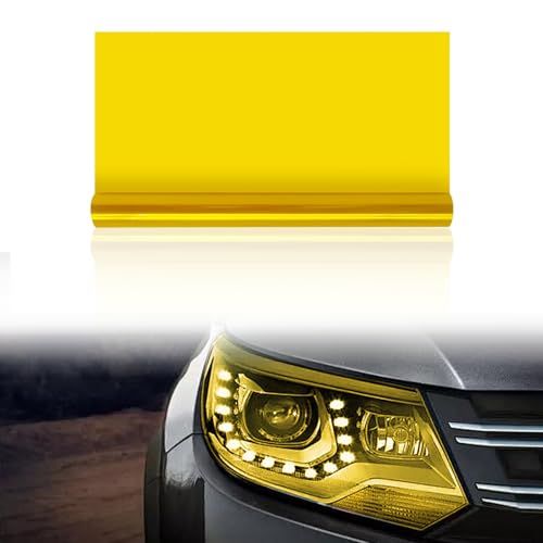 ABOTHGD Car Lamp Film 12 X 48inch Cuttable and Stretchability Non-Marking Self-Adhesive Decals Car Decor Car Headlight Taillight Fog Lamp Packaging Protective Film Yellow