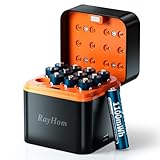 RayHom 12-Pack Rechargeable Lithium AAA Batteries with Charger, 1.5V Constant Output, 1100mWh High Capacity, 12-Slot Triple AAA Li-ion Charger with Smart Charging, Multiple Charging Protections