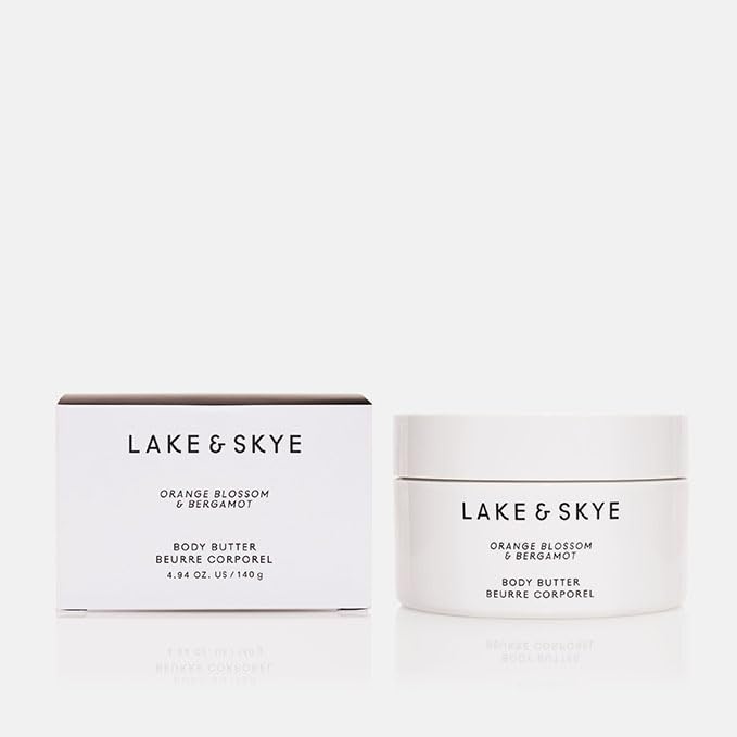 Lake & Skye Orange Blossom + Bergamot Body Butter – 4.94 oz Hydrating, Essential Oils, Vegan