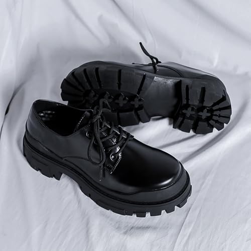 Men's Classic Leather Platform Oxfords - Round Toe Lace Up Business Dress Shoes, Non-Slip Comfortable Design for Office & Formal Occasions3