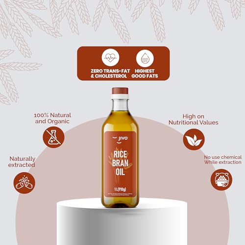 Image of Jivo Rice Bran Oil 1 Litre Cooking Oil | Rich in Antioxidants | Ideal for Deep Frying, Sauteing & Baking | Chemical-Free (Pack of 2)