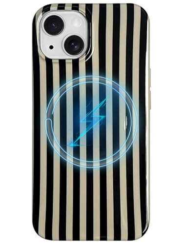 Coque iPhone 15 MagSafe stylée à rayures pour femmes et filles active