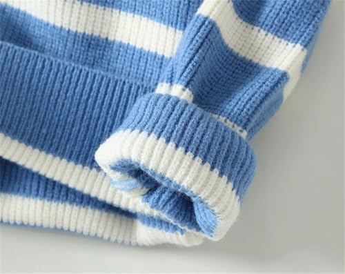 Men Zipper High Neck Striped Sweater Thick Warm Long Sleeve Vintage Casual Pullover Jumper4