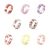 100% sicheres Material: Dieses Ringset besteht aus hochwertigem Acrylharz und Strasssteinen, ist glatt, bequem, leicht, langlebig und ungiftig. Einfach an- und auszuziehen, sicher genug für empfindliche Haut.