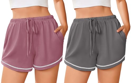 Image of Ekouaer Pajama Shorts for Women 2026 Soft Sleep Shorts Casual Lounge Shorts Comfy Pj Bottoms with Pockets