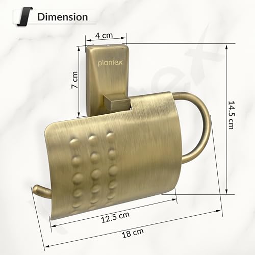 Image of Plantex Brass 304 Grade Stainless Steel Crystal Toilet Paper Holder /Tissue Paper Roll Holder for Bathroom - (Brass Antique)