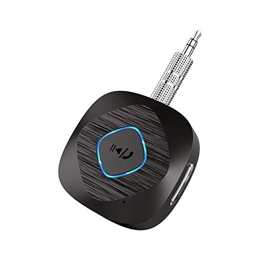 Bluetooth 5.0 Receiver for Car, Wireless Audio Adapter with 3.5 mm AUX Jack, for Home Stereo, Speaker, Wired Headphones, Music Streaming, Hands-Free Calls, Noise Cancellation, 16H Playtime