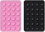 2pcs Silicone Suction Cup Support de téléphone, Double Sided Support d'aspiration de téléphone Dos du téléphone Sticky Grip Boîtier de téléphone à aspiration polyvalente pour les selfies de voiture miroir de douche (noir, rose) (style 1)
