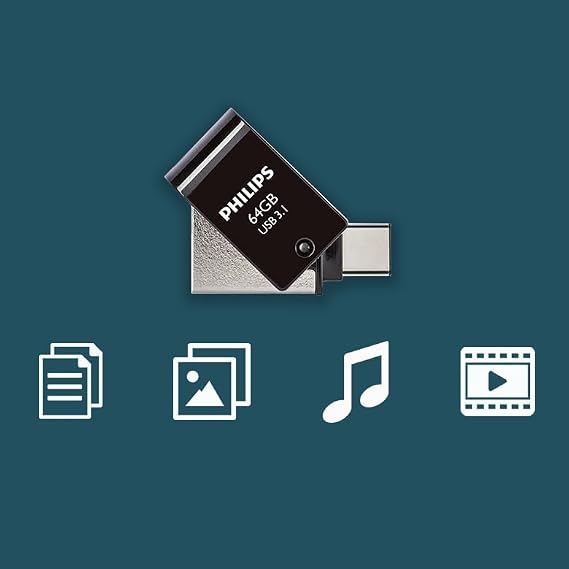 Philips 64GB OTG Dual Drive Type-C and USB Flash Memory