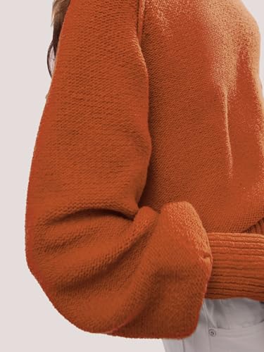 Image of SuperPrity Sweaters for Women Fall 2024 Mock Neck Long Sleeve Knit Oversized Cropped Pullover Sweaters Top Trendy Outfits