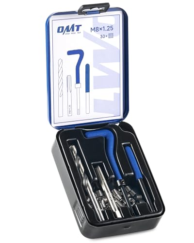 Orion Motor Tech Thread Repair Kit M8x1.25 Thread Repair Tool with HSS Drill Bit & 30 Thread Inserts Metric Thread Repair Installation Kit for Rethreading Internal Threads with Carry Case