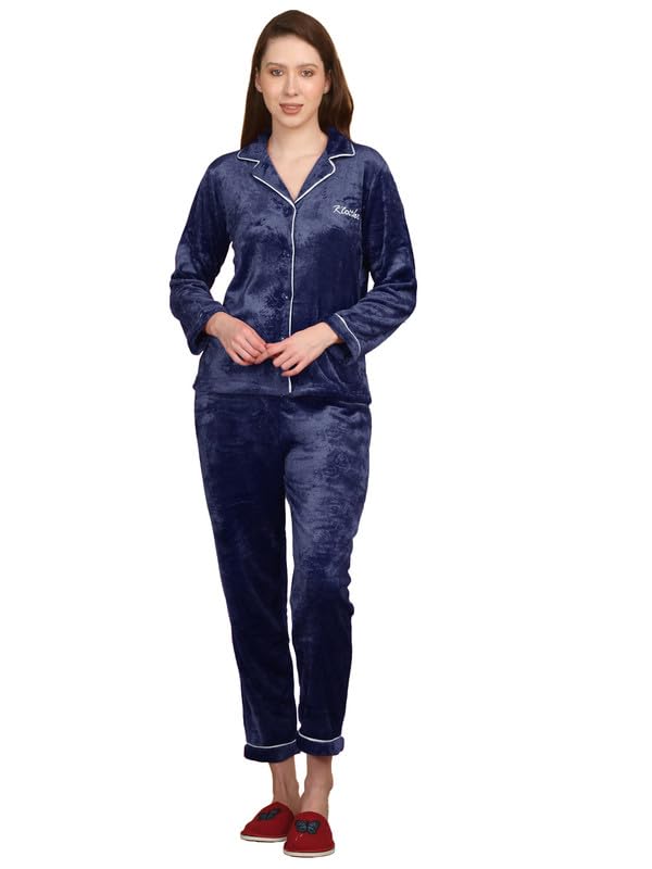 klotthe Women Blue Solid Woolen Night Suit-picture-30
