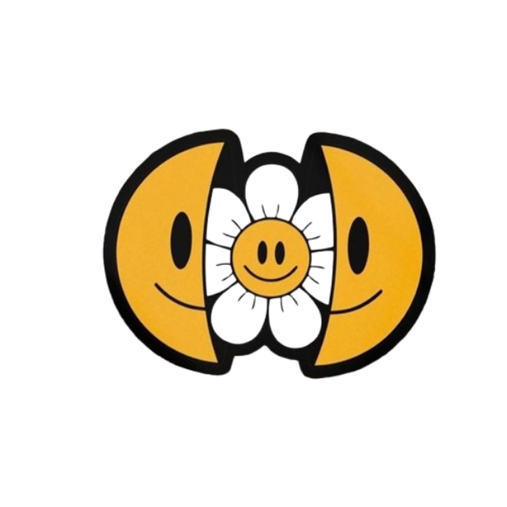 Autocollant Moto Fleur Smiley en vinyle imperméable pour réservoir et pare-chocs de voiture
