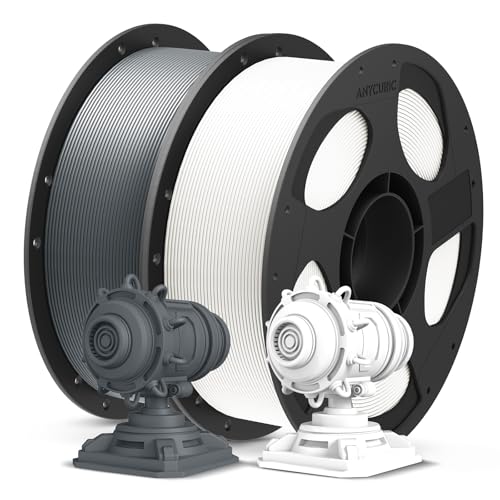 Image of ANYCUBIC PLA Plus (PLA+), 3D Printer Filament 1.75mm Bundle, High Toughness, Dimensional Accuracy + /- 0.02mm, Print with Most FDM 3D Printers, 1KG Reusable Spool, 2kg, Texture Grey + White