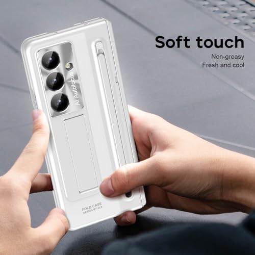 Coque Samsung Z Fold 7 blanche avec protège-écran et stylo S intégré