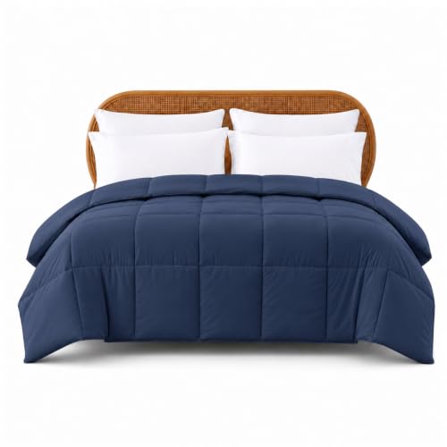 Image of Modern Threads Comforter Duvet Insert, Reversible Quilted Down Alternative Comforter with Corner Tabs, All Season Bedding, King, Navy