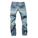 Jubaton Jean nostalgique usé pour Homme, Coupe Slim à Jambe Droite, Ouverture boutonnée, Pantalon Tout-Aller décontracté et Confortable 40