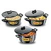 Hawkins Futura Hard Anodised Aluminum Non-Stick Cook-N-Serve Bowl with Hard Anodised Lid,-3 Pcs Set, Black (2,3 and 5 Litre)