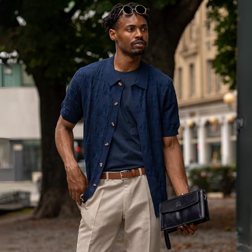 Time Resistance Leather Clutch for Men Organizer Wrist Bag Briefcase Handmade in Italy Gift Box Included2