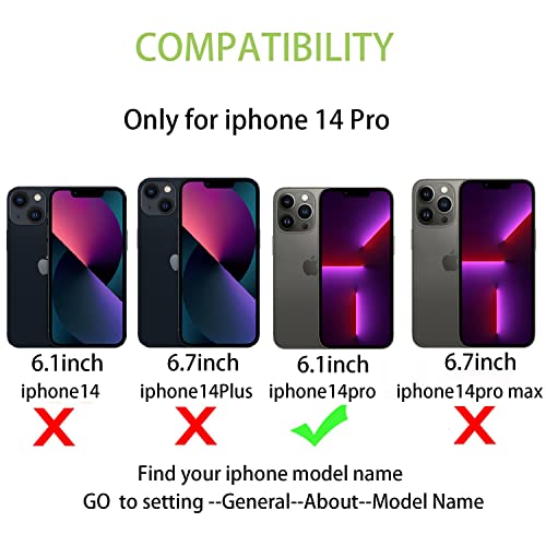 Image of Cavor for iPhone 14 Pro Case with Card Holder,for iPhone 14 Pro Wallet Case for Women Men,Phone Case for iPhone 14 pro with Stand Credit Card Holder, Leather Strap Shockproof Cover- Purple