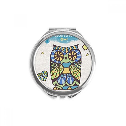 Miroir maquillage de poche rond hibou amour multicolore pour sac à main compact