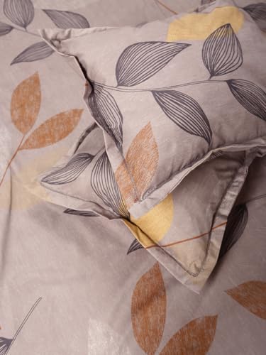 Image of ROSARAHOME 180 TC Microfiber Flat Queen Size Double Bed Bedsheet with 2 Pillow Cover| Bedsheet:240cmx225cm Pillow Covers:45cmx70cm,Floral Brown