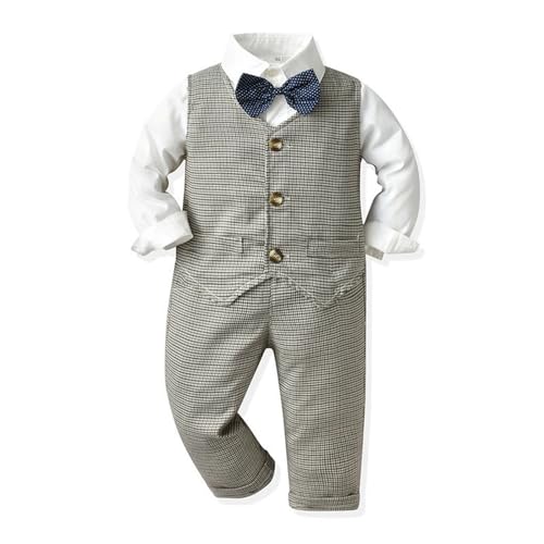 Camiseta de manga larga de alta densidad con chaleco a cuadros y abrigo estructurado infantil