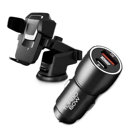 Carregador Veicular Turbo Dual Port 60W Com Carregamento Rápido 9.1A USB 3.0 + Tipo C Suporte Veicular Celular GPS Universal Smartphone Ventosa Painel Carro Trava Automática Premium