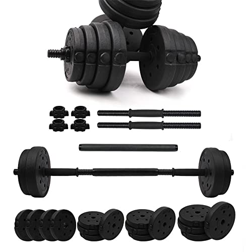 Homewell Juego de mancuernas 2 en 1 de 20 kg, juego de mancuernas ajustables, para entrenamiento de fuerza, fitness, gimnasio en casa (negro)