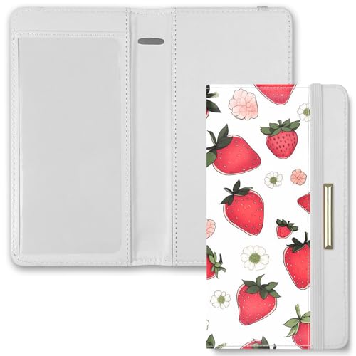 Image of Printed Checkbook Cover, RFID Blocking Checkbook, Stylish, Lightweight, Slim Durable, Multi-Functional Checkbook Holder for Personal and Business Checks (Strawberry)