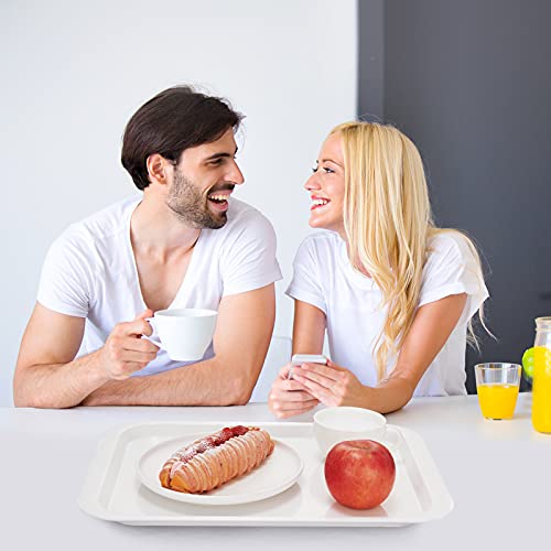 Hsdt Melamine Serving Trays White 17.1X12.2 Inch Rectangle Cafeteria Fast Food Trays Breakfast Lunch Dinner Trays For Eating Set Of 6,Pfw-174122-06 #TOP5