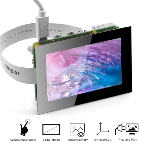Image of OSOYOO 3.5 Inch DSI Touchscreen for Raspberry Pi 5 4 3 2 CM3 CM4 - IPS capacitive Touch Display, 800x480 Resolution，Plug and Play, Compatible with Raspberry Pi OS, Ubuntu