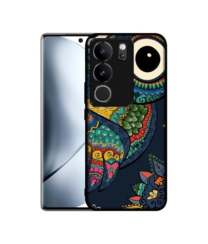 Image of Owl Illustration Design Premium 2D Printed Metal Back Case Cover for Vivo V29 5G / V29 Pro 5G, Multicolour