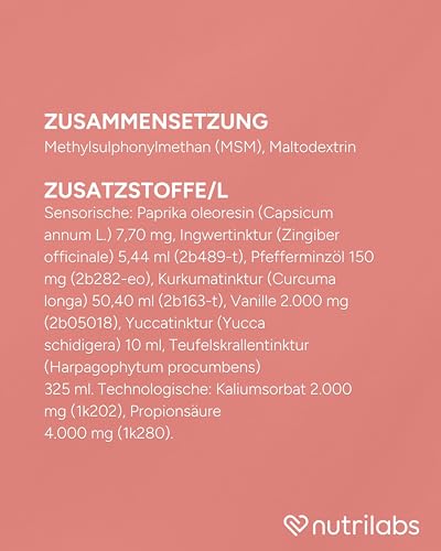 NutriLabs Quattro-Dolor forte Bewegungssaft für Pferde 1 L - mit Gelbwurz-, Ingwer-, Teufelskrallen-Extrakt u.v.m. - Teufelskralle - Pferde-Nahrungsergänzungsmittel - Bewegung
