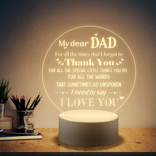 Raykul Dad Gifts From Daughter Son, Engraved Usb Night Light Gifts For Dad From Daughter Son, Valentines Day Birthday Gifts For Dad, Best Fathers Day Night Lamp Presents For Dad From Kids #TOP2