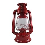 V&O 200-30030 Camper Brass Trim Oil Lantern, Red