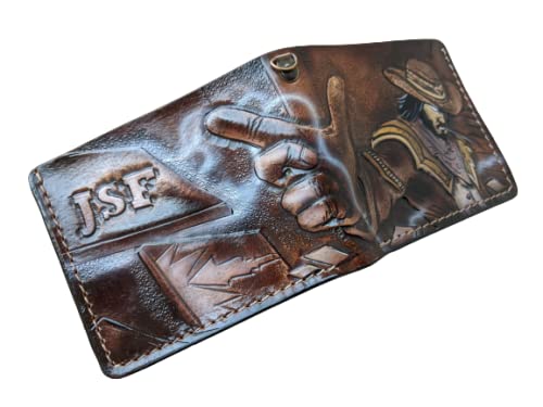 Twisted Fate, Jinx, The Card Master, Cowboy, Men's 3D Genuine Leather Wallet, Handmade Wallet, Carved Wallet, Tooled Wallet, Airbrush Art, Bifold Wallet, Custom Wallet, Personalized Wallet #TOP5