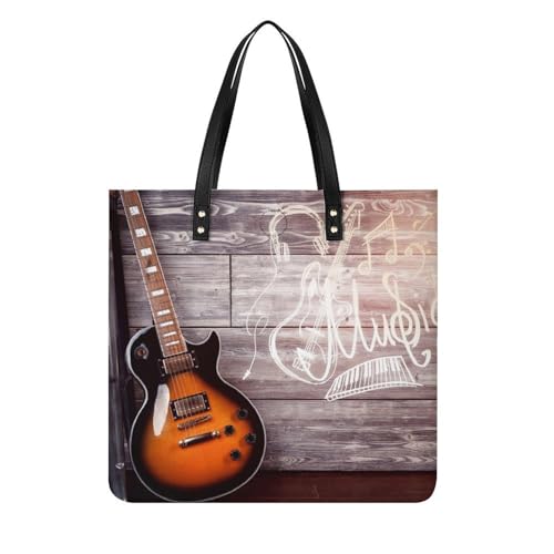 Tote bag voyage femme guitar wood board sac à main shopper en toile imprimée grand format