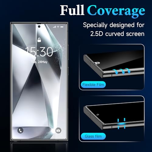 Image of LYWHL 2 Pack for Samsung Galaxy S24 Ultra Privacy Screen Protctor, Anti-Spy Full Coverage Flexible Film, Support Fingerprint Unlocking Easy Installation