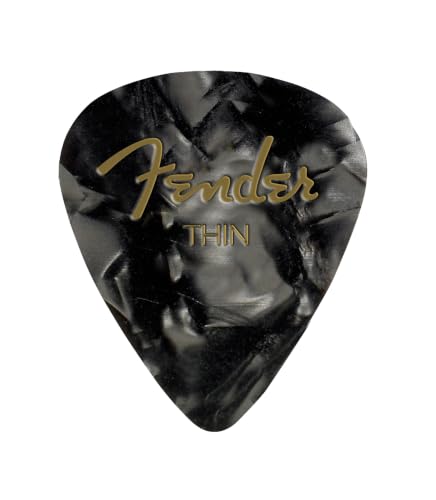 Fender Premium Celluloid Guitar Picks 351 Shape, Black Moto, Thin, 12-Pack - image 1