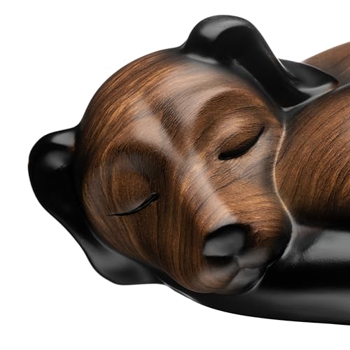 Kriss Art Haustierurnen, schlafende Harz-Urne, Hundeurne für Asche, Kleintierurne (Schwarze Walnuss)…