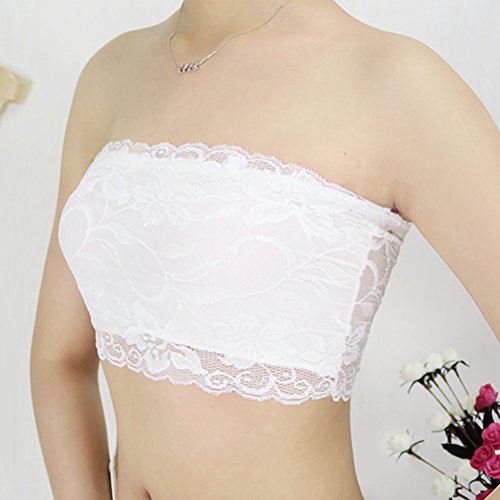 BESTOYARD Top de Bandeau Top Floral Renda Sem Alças Bandeau Top 3 peças