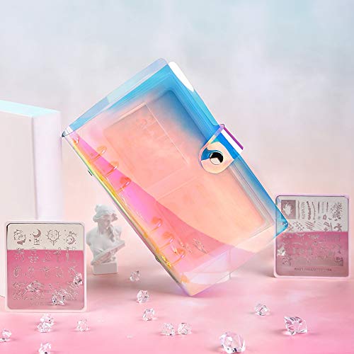 Rolabling Bolsa de armazenamento de arte de unhas a laser com 16 compartimentos, suporte de placa de