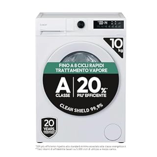 Candy ProWash 300 GD 4108-S, Lavatrice Carica Frontale, 10KG, Classe A-20%, 1400 giri, 16 Programmi, 8 Cicli Rapidi, Trattamento Vapore, Motore Silent Inverter, Bianco