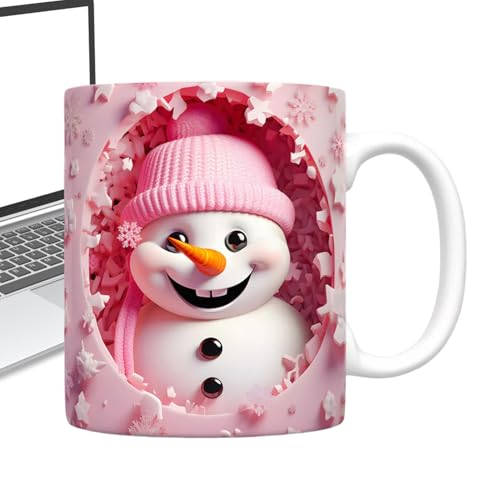 Tuyhnj クリスマス コーヒーマグ | セラミック製 子供用クリスマスマグ 3Dスノーマンデザイン ハンドル付き - 350ml 雪だるまデザイン ティー チョコレート ギフト キッチン用品 女性向け