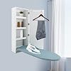 Wall Mounted Ironing Board, Cabinet with Built-in Ironing Board, Hide Away Foldable Ironing Storage Station with 3 Tier Shelf and Mirror for Home, Apartment, Laundry Room, Small Spaces
