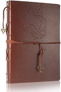 Photo Album Scrapbook,THXMADAM Vintage Leather DIY Wedding Guest Book Refillable BlackPages Memory Book,Christmas BirthdayGifts for boy&Girl,Valentine's Presents for Wife Partner(Holding Hands, Large)