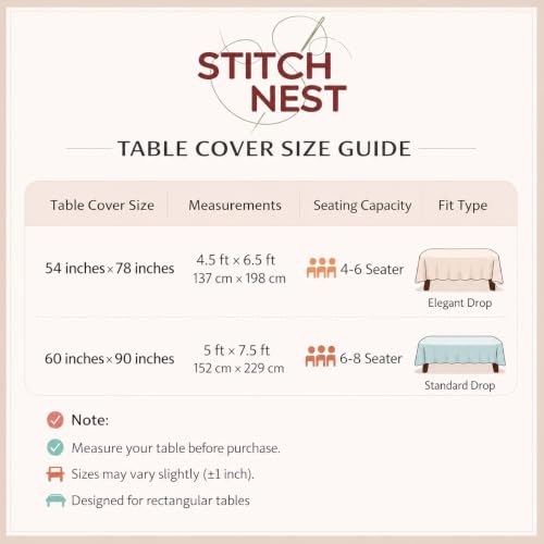Image of STITCHNEST Cotton Slub Table Cover for 6 Seater Dining Table|54 x 78 Inches, Digitally Printed|Durable, Washable & Fade-Resistant Fabric